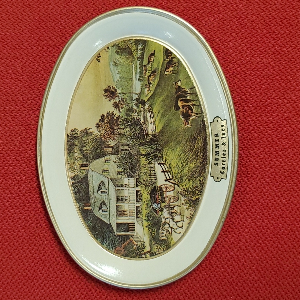Currier & Ives decorative trays American Homestead Set of 4 Seasons vintage - Picture 4 of 11